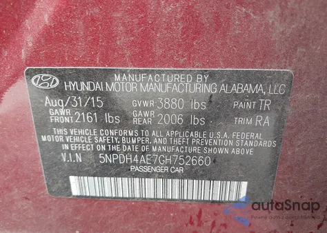 2016 Hyundai Elantra Se из США, поврежденный, VIN 5NPDH4AE7GH752660